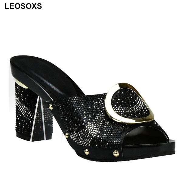 

new arrival black color shoes african wedding shoes elegant italian women with stone high heels women pumps