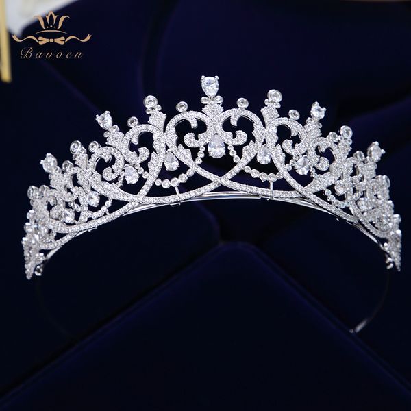 

new brides heart shape full zircon brides tiaras crowns sparking silver bridal hairbands plated crystal wedding hair accessories, Golden;white