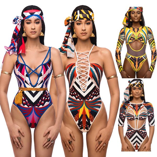 

African wimwear totem print wim uit bikini et women trappy bandage bikini cut out one piece bathing uit xyjh0202