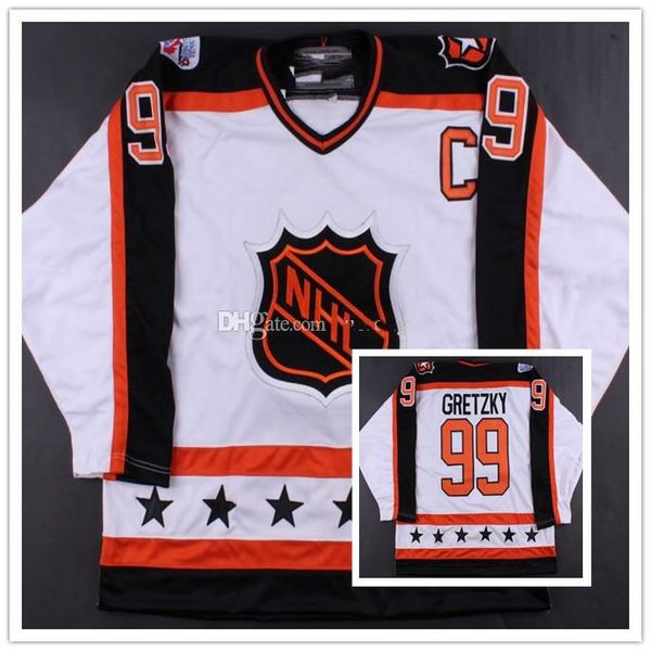 

винтажный 1989 40-я #99 уэйн гретцки все звезды хоккей джерси вышивка сшитые настроить любое имя и номер, Black;red