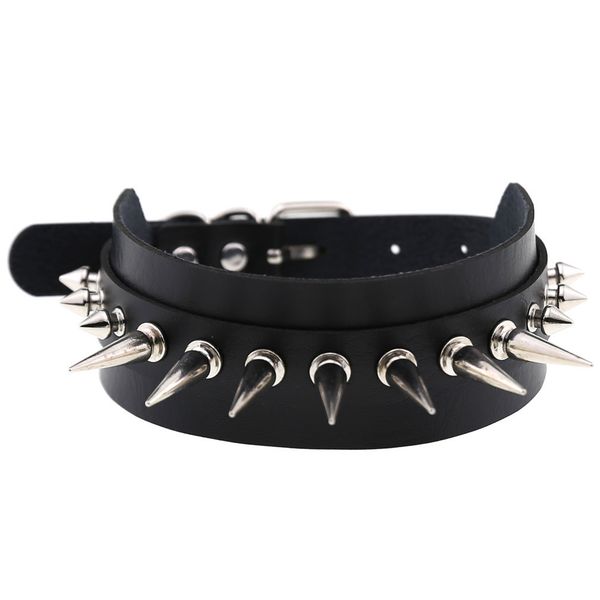 

2019 harajuku punk spike rivets choker collar necklace female black pink chokers necklaces for women men anime cosplay jewelry, Silver