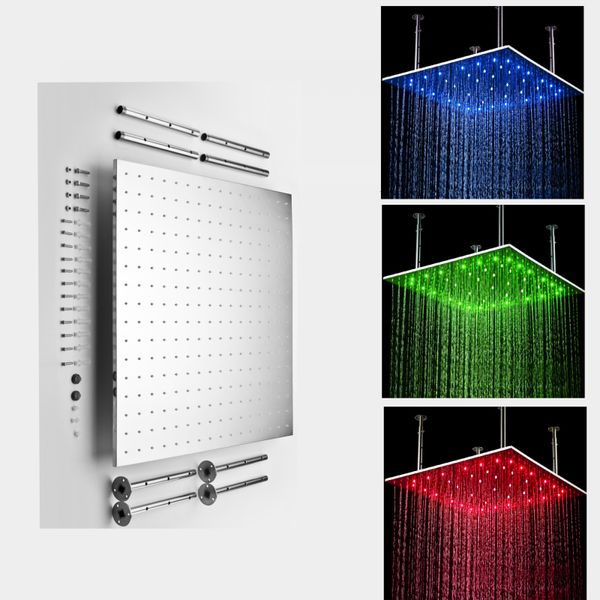 StreamSpa 40  LED Rain Shower Panel - Stainless Steel Ceiling Mount, Overhead Faucets, Brushed Finish, High-Flow Waterfall, Bathroom Luxury