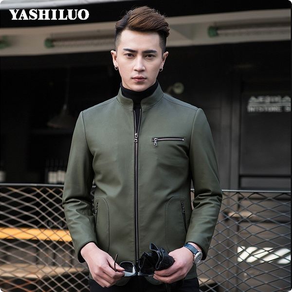 

оен новое пѬибие stand collar вколз mens 100% нађѬалной кожи кђѬки пооба моо, Black