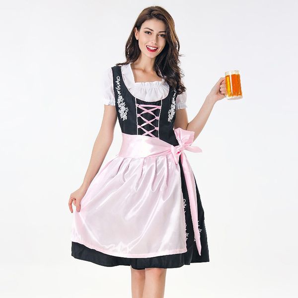 

women octoberfest oktoberfest fancy dress bavaria beer girl heidi maid dirndl outfit, Silver