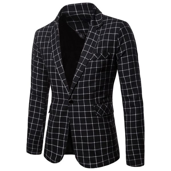 

charm men's casual fit slim suit one button business coat jacket plaid blousefashion supplier vogue discount girl boy, White;black