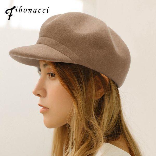 

fibonacci fedoras fashion wool felt octagonal solid color women hat fedora equestrian cap, Blue;gray