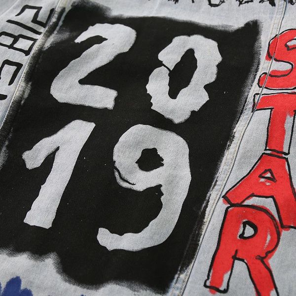 

джинсовые куртки мода с длинным рукавом ручная роспись повседневная одежда hommes одежда мужская осень граффити, Black;brown