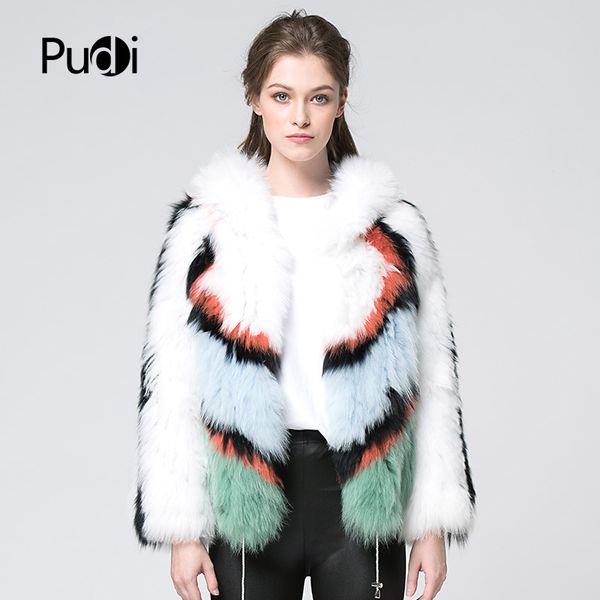 

pudi ct7029 the new women real fur coat knitted real fur coat /jacket /ourwear/ hooded hood winter warm, Black