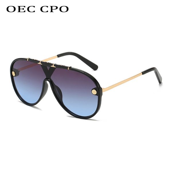

oec cpo new oval sunglasses man pilot luxury brand fashion one piece cool sun glasses women black blue lens glasses travel drivel77, White;black