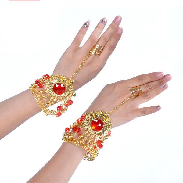 

big diamond middle finger bracelet belly dance bracelet belly dance jewelry retail and wholesale accessory, Black;red