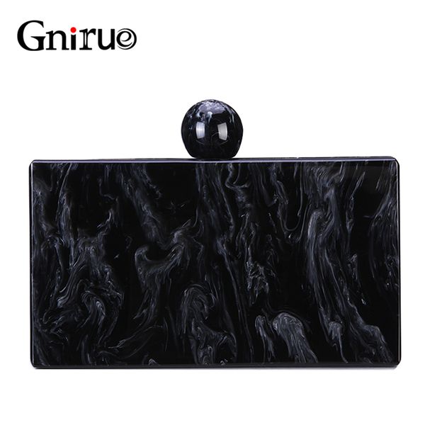 

new brand black marble pattern acrylic evening bags vintage handbags women messenger bags party prom wedding casual clutch