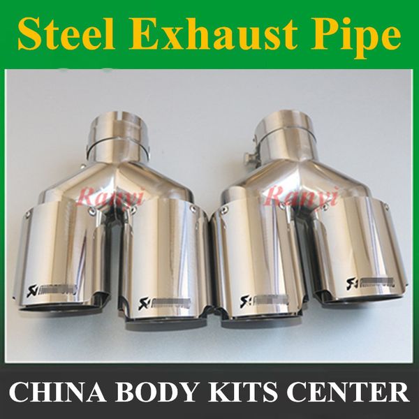 

1 pair y style glossy stainless car glossy car exhaust tip tailpipe car-styling exhaust muffler tip akrapovic