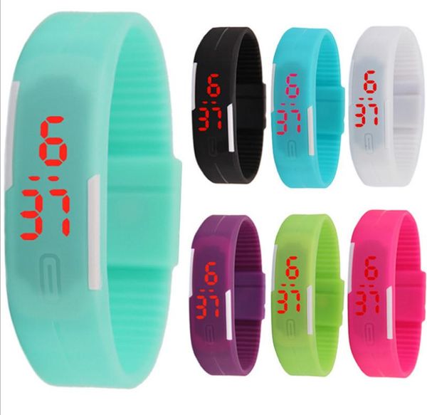 Moda Esportes Led Watch Homens Candy Color Silicone Borracha Touch Screen Digital Relógio Lady Bracelet Relógio DC483