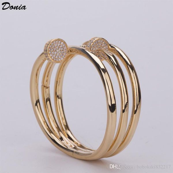 

donia jewelry party european and american fashion card home four circles large classic micro inlaid zirconia bracelet women's bracelet, Black