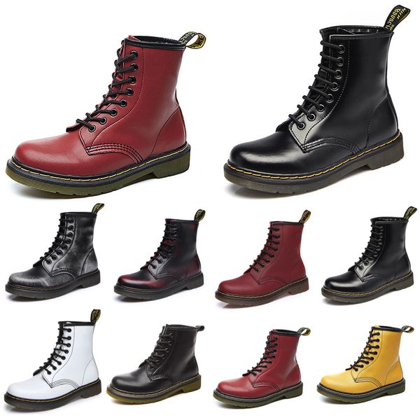 

non-brand дизайнер мужчины женщины ботильоны wineter мартеновские сапоги вино красный черный желтый коричневый мужской мотоциклов сапоги 35, Black