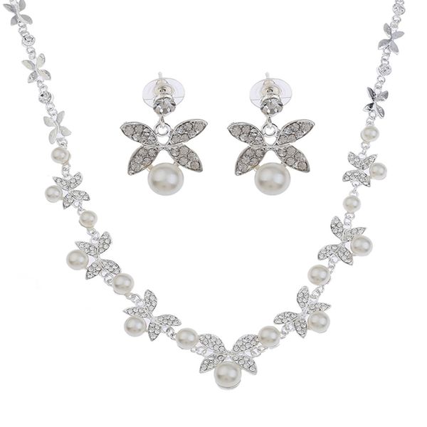 

свадебная вечеринка один комплект ювелирные наборы из бисера цветок листьев головной убор невесты корона бриллиантовые головные уборы для не, Silver