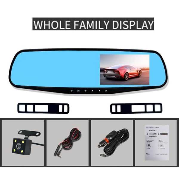 

4.3 inch night vision car camera dvr rearview mirror digital video recorder automatic camcorder dash cam 1080p dual len recorder car dvr