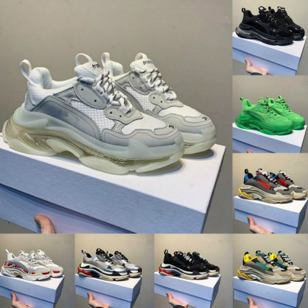 

fashion clear sole triple s platform casual dad shoes triple-s 17fw vintage black green air kanye womens sneakers arthur va2