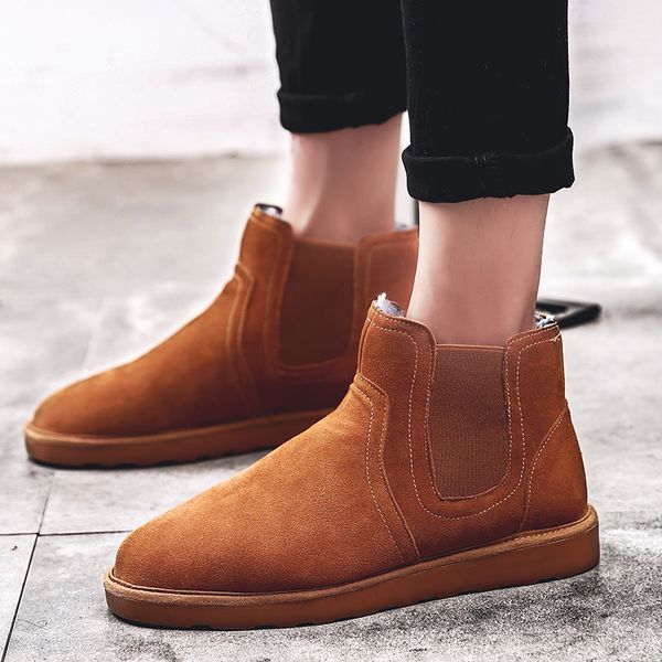 

safety shoes work boots steel toe cap covering waterproof boots men winter cotton-padded shoes thickening thermal for men, Black