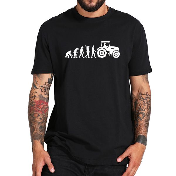 

tractor t shirt men funny theory of evolution clothes farm work camiseta 100% cotton hipster tee creative leisure t-shirt, White;black