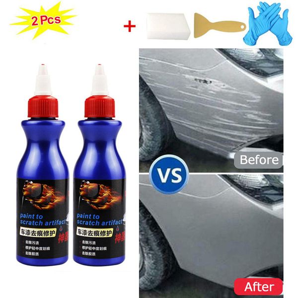 

carprie 2pcs car paint scratch repair agent viscous scar remove quick penetration car polish wax 100ml jy26