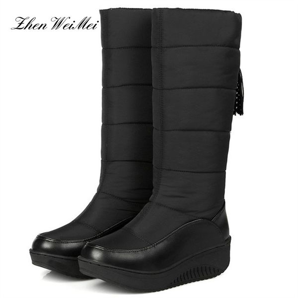 

fashion non-slip artificial plush women boots keep warm comfortable winter snow boots down waterproof ladies, Black