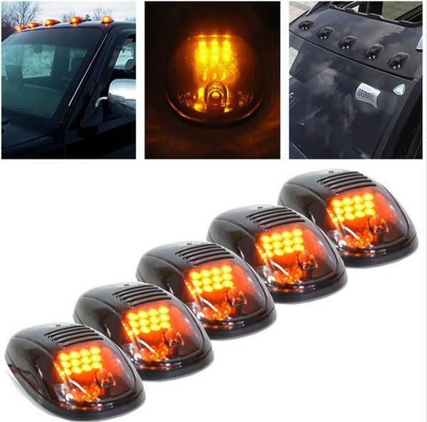 

5pcs smoked lens car suv 4x4 cab roof full amber led running parking lights