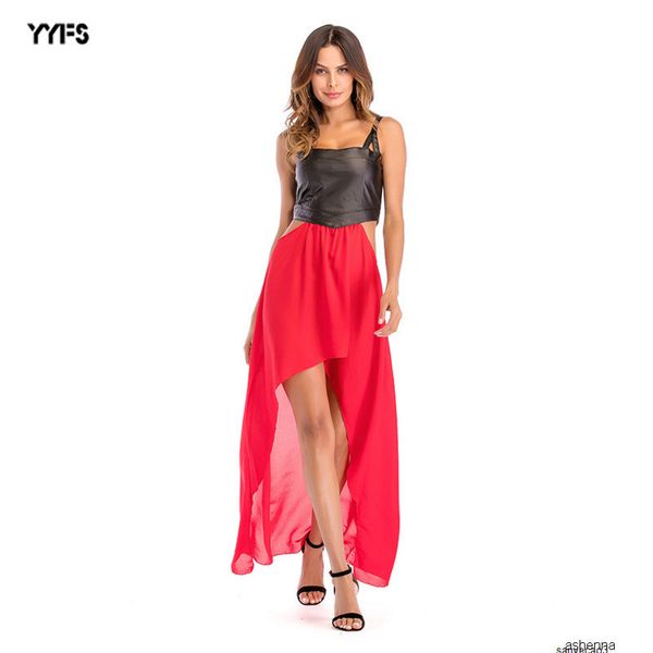 

womens designer large size chiffon fake two-piece stitching summer solid color sweet cute tube dress female3csch, Black;gray