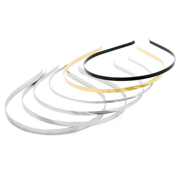 

10pcs/lot 3/5/6mm stainless steel dull silver/black plain blank flat hair band headband diy hair jewelry accessories crafts, Golden;white