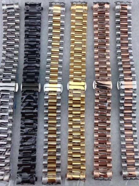

stainless steel strap 14mm 16mm 17mm 18mm 19mm 20mm 22mm 24mm metal watch band link bracelet watchband black silver rose gold, Black;brown
