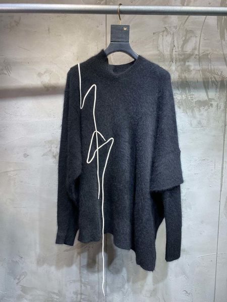 

2019 new ladies fashion long-sleeved casual irregular collar stick tassel sweater 1113, White;black