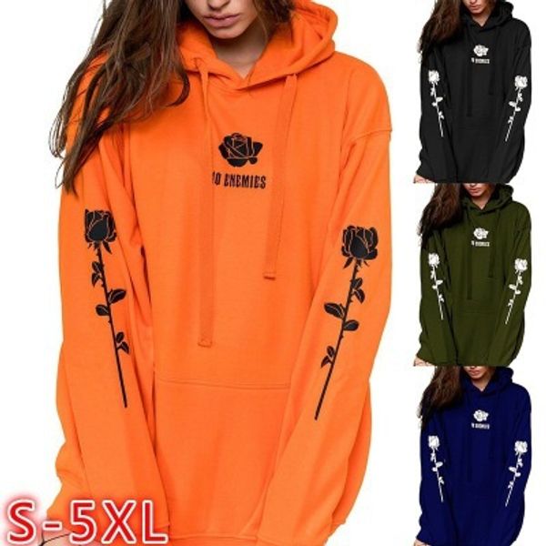 

2018 new style plus velvet printed hoodie long-sleeved coat women's, Black