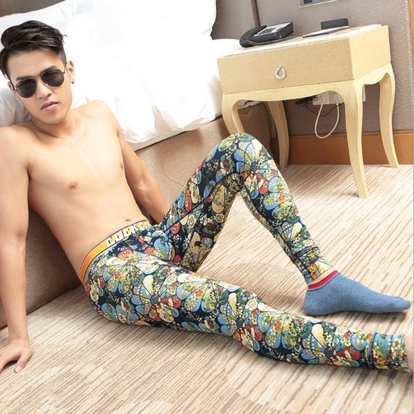 

2017 mens thermal underwear male cotton pajama pants funny comfort thermal underwear, Black;brown