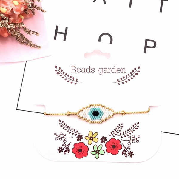 

fairywoo new evil eye bracelets for women jewelry gothic handmade miyuki beaded bracelet dangle gold chain party gifts accessory, Black