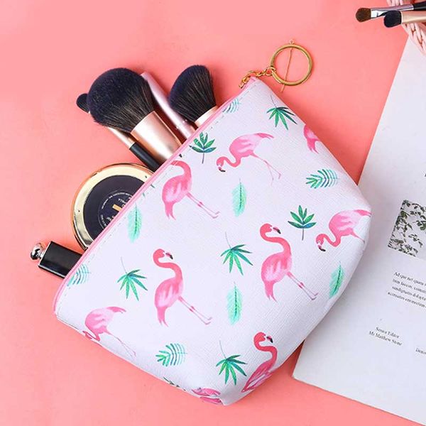 

5 colors flamingo pu make up bags women travel cosmetic bag makeup case zipper handbag organizer storage pouch toiletry wash bag