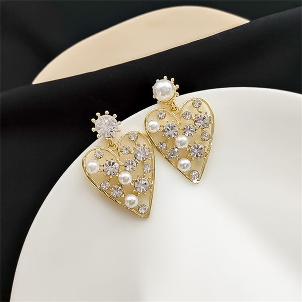 

s925 silver needle temperament super flash love pearl asymmetrical pendant earrings korean fashion creative exquisite earrings