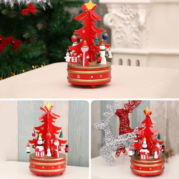 

christmas wooden rotating music box christmas tree decoration children's gift other home decor
