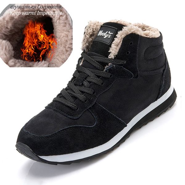 

2019 men boots winter boots botas hombre winter shoes fur lace up warm snow boots for men shoes fashion 699, Black