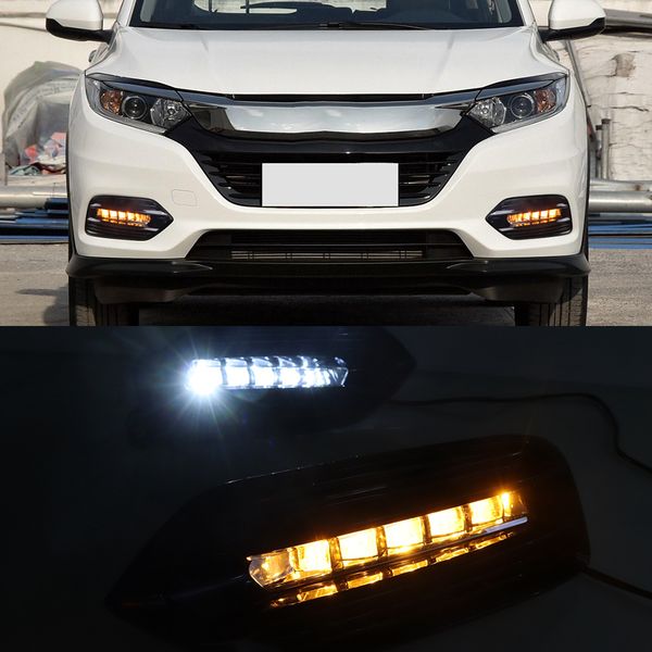 

1 set led daytime running light for honda hrv hr-v vezel 2018 2019 2020 yellow turn signal car drl fog lamp decoration