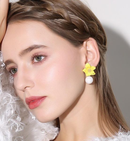 

new designer long accessory earrings imitation pearl earrings flower jewelry women diamond earrings alloy rhinestone ladies xl114877, Silver