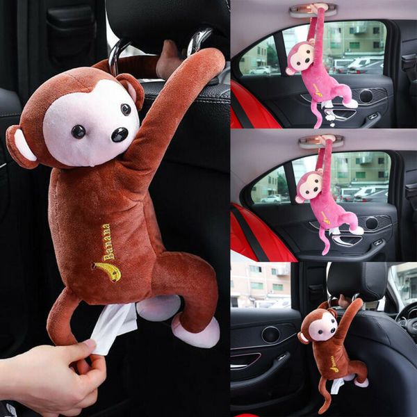 

focusnorm new animal doll tissue box car seat paper napkin holder case home cartoon plush animals monkey