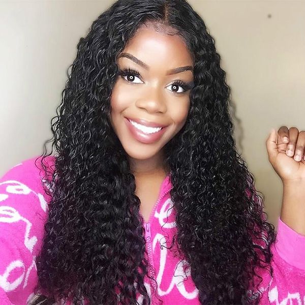 

13x4 indian kinky curly human hair wig pre plucked with baby hair lace frontal wigs for black women remy lace frontal wig