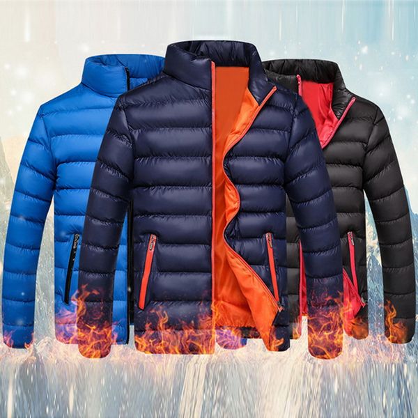 

oeak warm mens parka winter jacket plus size 2019 casual stand collar down thickened slim-cut streetwear male parkas jacket coat, Black
