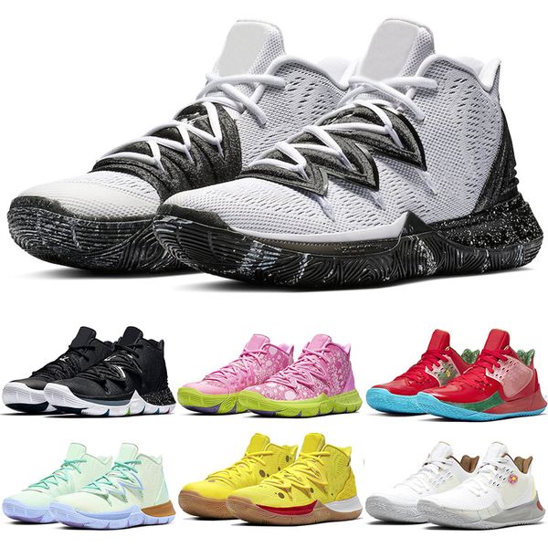 

kyrie men basketball shoes irving 5 opti yellow squidward taco oreo black magic white royal fashion mens trainer sport sneaker size 40-46, White;red