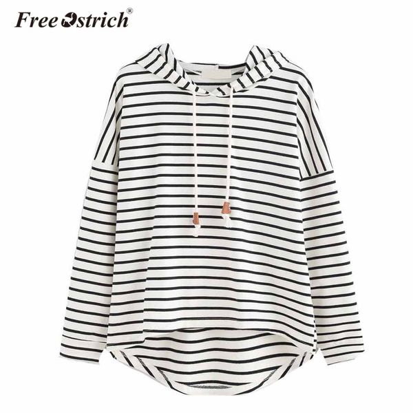 

ostrich sweatshirt women autumn loose oversized striped long sleeve hoodies casual women brief pullovers female l1530, Black