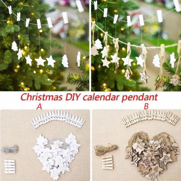 

christmas calendar pendant wooden ornaments xmas hanging card decoration gift us