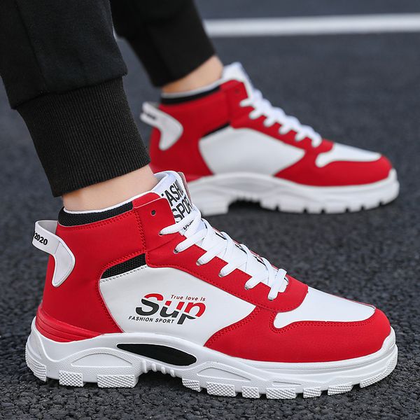 

men's fashion sports shoes non-slip high-running shoes thick-soled student casual trend spring and autumn breathable, Black