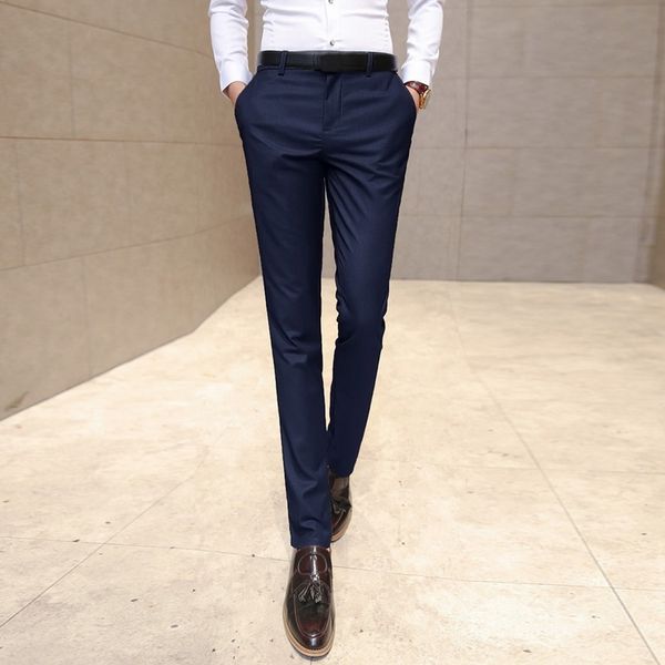 

мужской костюм брюки для свадьбы высокое качество pure color slim fit деловой костюм брюки мужские высокого класса досуг тонкой ножке брюки, White;black