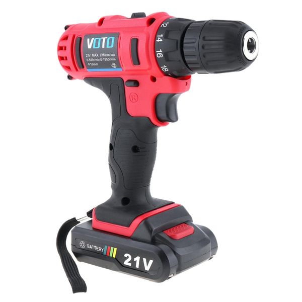 

voto vt104 ac 100-240v cordless 21v two-speed electric screwdriver/drill with 2 lithium batteries and power display light