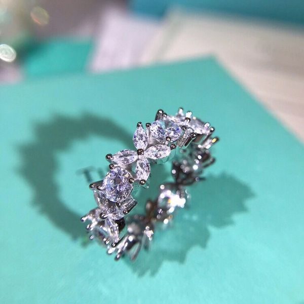 

Luxury victoria brand 925 terling ilver full flower cry tal wide ring for women wedding jewelry